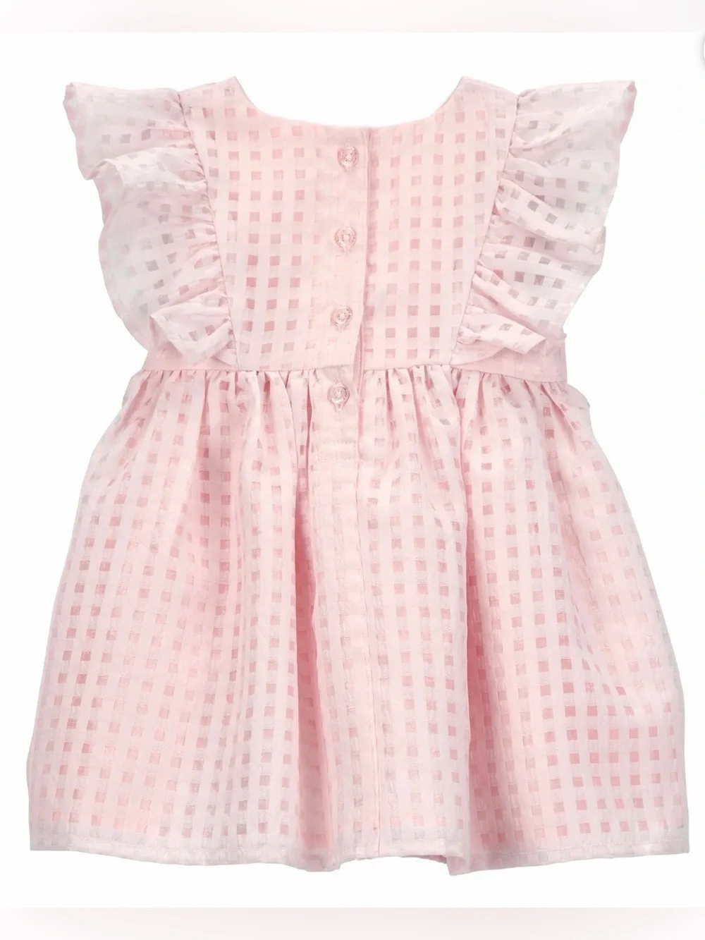 (363)Pink Check Ruffle Baby Dress with Bloomers